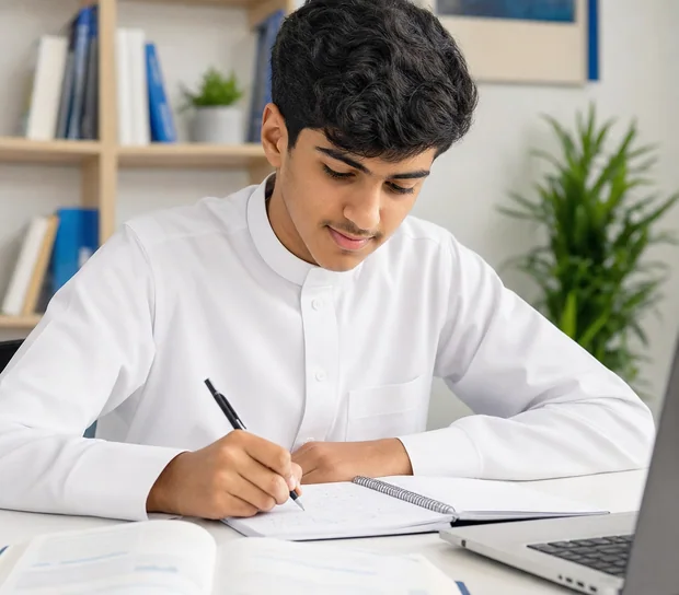 طالب يستعد لاختبار القدرات