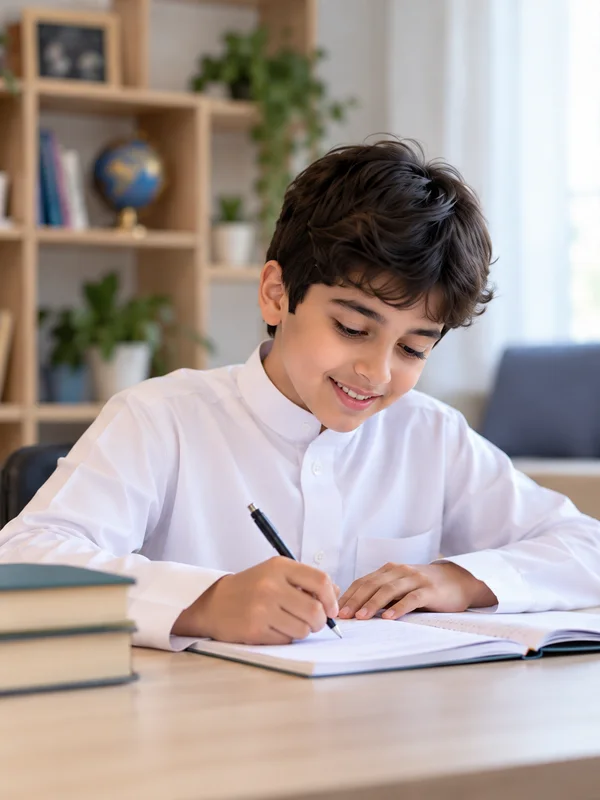 طالب يتابع دروسه أونلاين